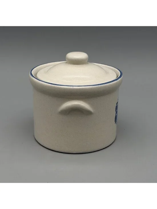 Pfaltzgraff Yorktowne 16oz Stoneware Honey Pot & Lid #480 Blue Lettering - Picture 2 of 9